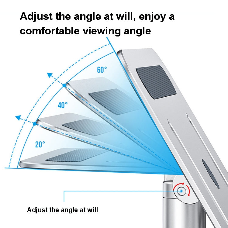 Oatsbasf 03597 Aluminum Alloy Notebook Heightening Bracket Notebook Computer Lifting Heat Dissipation Bracket Mobile Folding Table,Style:, Elite Version-Silver, Elite Version-Gray, Deluxe Edition-Silver, Deluxe Edition-Gray