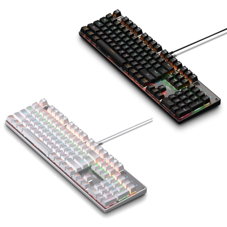104 Keys Green Shaft RGB Luminous Keyboard Computer Game USB Wired Metal Mechanical Keyboard, Cabel Length:1.5m, Style:, Ordinary Version (Black), Ordinary Version (White), Double Imposition Version (White Pink), Double Imposition Version (Pink White) ...