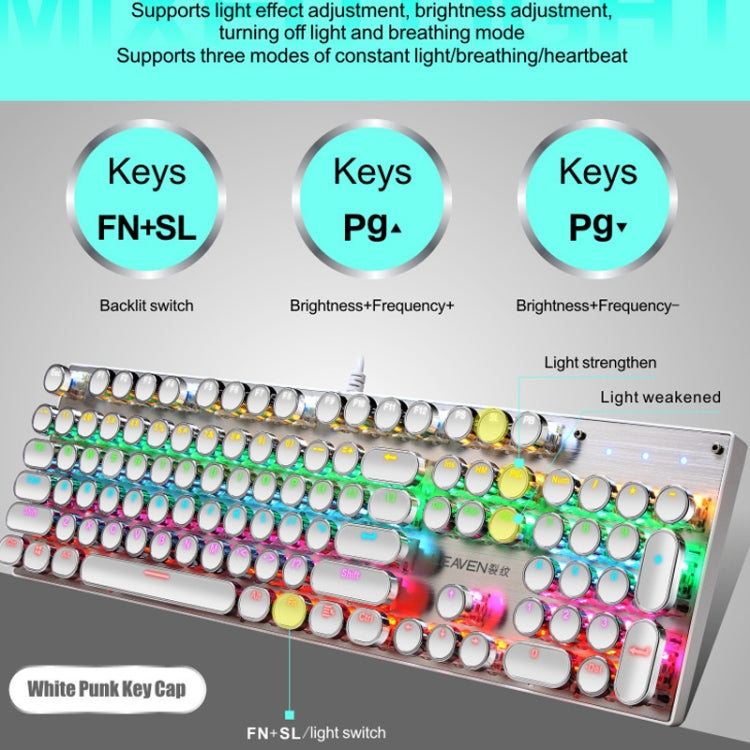 104 Keys Green Shaft RGB Luminous Keyboard Computer Game USB Wired Metal Mechanical Keyboard, Cabel Length:1.5m, Style:, Ordinary Version (Black), Ordinary Version (White), Double Imposition Version (White Pink), Double Imposition Version (Pink White) ...
