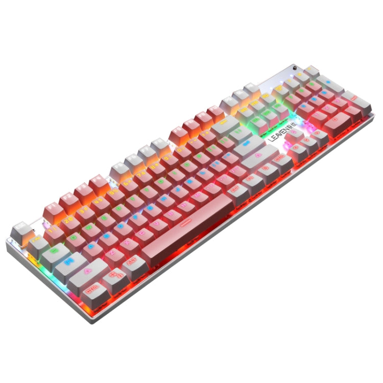 104 Keys Green Shaft RGB Luminous Keyboard Computer Game USB Wired Metal Mechanical Keyboard, Cabel Length:1.5m, Style:, Ordinary Version (Black), Ordinary Version (White), Double Imposition Version (White Pink), Double Imposition Version (Pink White) ...