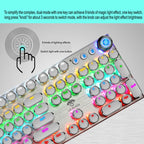 LEAVEN K990 Knob Version 104 Keys Office Computer Game Mechanical Green Axis Wired Keyboard, Cabel Length:1.8m, White, Black