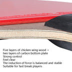 HUIESON Six Star 5-Layer Chicken Wing Tip + 2 Layer Carbon Double Side Continuous Table Tennis Racket, A Pair, Hand-shake Grip Racket, Pen Hold Grip Racket, Mixed