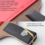 HUIESON Six Star 5-Layer Chicken Wing Tip + 2 Layer Carbon Double Side Continuous Table Tennis Racket, A Pair, Hand-shake Grip Racket, Pen Hold Grip Racket, Mixed