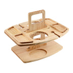Portable Picnic Wooden Wine Glass Holder Detachable Wine Table, Camping Table with Handle