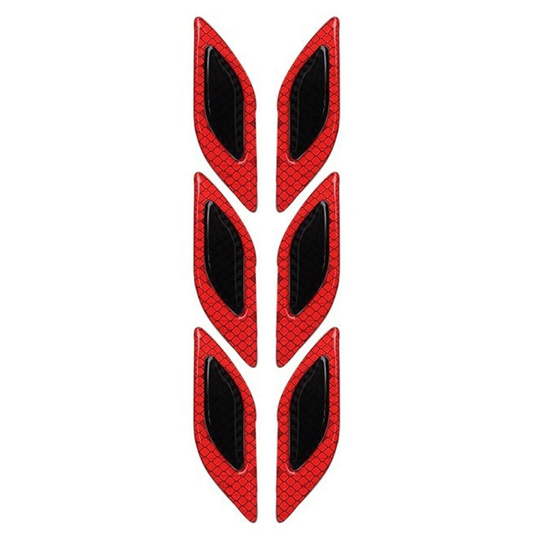 2 Sets Carbon Fiber Warning Sticker Car Anti-Collision Strip Leaf Plate Reflective Sticker Hood Light Eyebrow Anti-Collision Drops Sticker, 6 PCS (Red), 6 PCS (White), 6 PCS  (Blue), 6 PCS  (Yellow), 6 PCS  (Fluorescent Yellow), 4 PCS   (Bumper Red)   ...