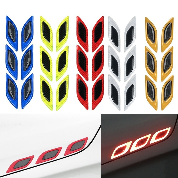 2 Sets Carbon Fiber Warning Sticker Car Anti-Collision Strip Leaf Plate Reflective Sticker Hood Light Eyebrow Anti-Collision Drops Sticker, 6 PCS (Red), 6 PCS (White), 6 PCS  (Blue), 6 PCS  (Yellow), 6 PCS  (Fluorescent Yellow), 4 PCS   (Bumper Red)   ...