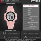 SYNOKE 9109 Student Multifunctional Waterproof Colorful Luminous Electronic Watch, Black, Pink, White, Lake Green