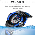 SYNOKE 9802 Children Sports Waterproof Digital Watch, Blue White, Blue Orange, Black Blue