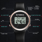 SYNOKE 9108 Student Silicone Strap Electronic Watch, Black, Pink