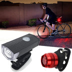 Bicycle Highlight USB Rechargeable Lamp Waterproof Bicycle Headlight Taillight Set, Single Headlight (Black), Headlight + Taillight (Black)