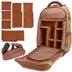 K805 Waterproof Batik Canvas Camera Backpack Outdoor Liner Shoulder Photography Bag, Blue, Khaki, Soil Yellow, Grey