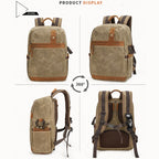 D1383 Outdoor SLR Digital Camera Backpack Waterproof Batik Canvas Camera Bag, Khaki, Green, Gray