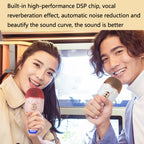 K58 Home Bluetooth Wireless Microphone With Lamp Mobile Phone K Song Children Microphone Audio, White, pink
