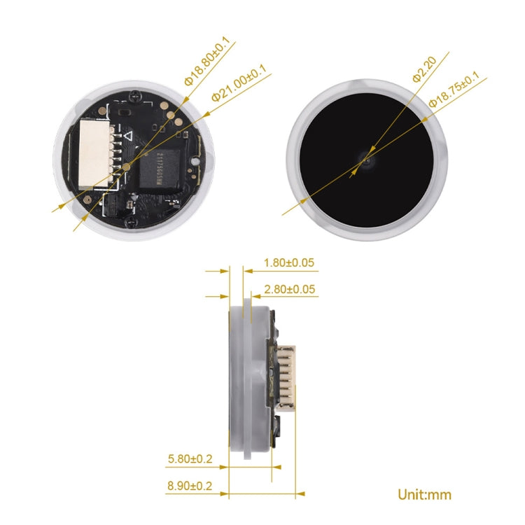 Waveshare 25515 Round 2D Codes Scanner Module Barcode/QR Code Reader, With LED Indicator, 25515