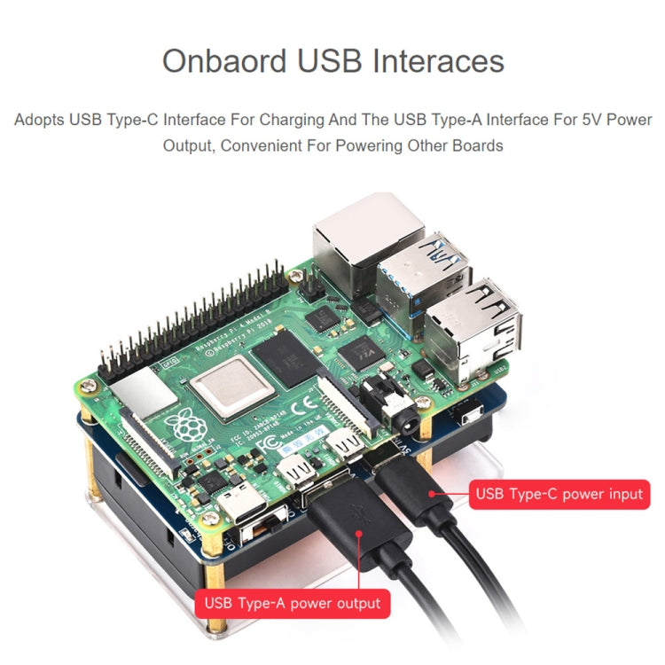 Waveshare 25567 For Raspberry Pi UPS HAT (D), Pogo Pins Connector , Without Battery