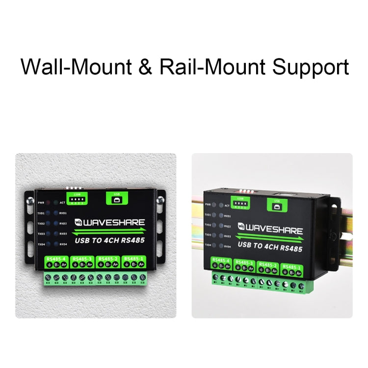 Waveshare 25219 Industrial USB To 4Ch RS485 Converter, 25219