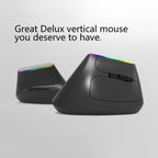 DELUX M618DB 6-Keys 1600 DPI RGB Vertical Wireless Bluetooth Dual-Mode Mouse, M618DB(Bluetooth Version)