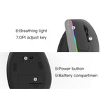 DELUX M618DB 6-Keys 1600 DPI RGB Vertical Wireless Bluetooth Dual-Mode Mouse, M618DB(Bluetooth Version)