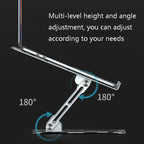 Integrated Foldable Laptop Stand Hollow Heat-Dissipating Flat Desktop Stand, Deep Space Gray, Moon Silver