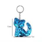 10 PCS PET Sequins Reflective Cat Keychain Bag Car Pendant, Rose Red 11, Pink 3, Green 4, Royal Blue, Sky Blue, White Colorful, Gold, Red