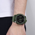 SYNOKE 9002 Men Outdoor Waterproof Sports Watch Multifunctional Luminous Digital Watch, Army Green, Black