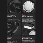 SYNOKE 9199 Student Waterproof Luminous LED Electronic Watch, Black White, Black, White
