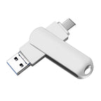 USB 3.0 + 8 Pin + USB-C / Type-C 3 in 1 Phone Computer Rotatable Metal U-Disk, 16GB, 32GB, 64GB, 128GB, 256GB