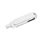 USB 3.0 + 8 Pin + USB-C / Type-C 3 in 1 Phone Computer Rotatable Metal U-Disk, 16GB, 32GB, 64GB, 128GB, 256GB