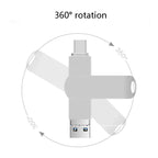 USB 3.0 + 8 Pin + USB-C / Type-C 3 in 1 Phone Computer Rotatable Metal U-Disk, 16GB, 32GB, 64GB, 128GB, 256GB