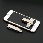 USB 3.0 + 8 Pin + USB-C / Type-C 3 in 1 Phone Computer Rotatable Metal U-Disk, 16GB, 32GB, 64GB, 128GB, 256GB