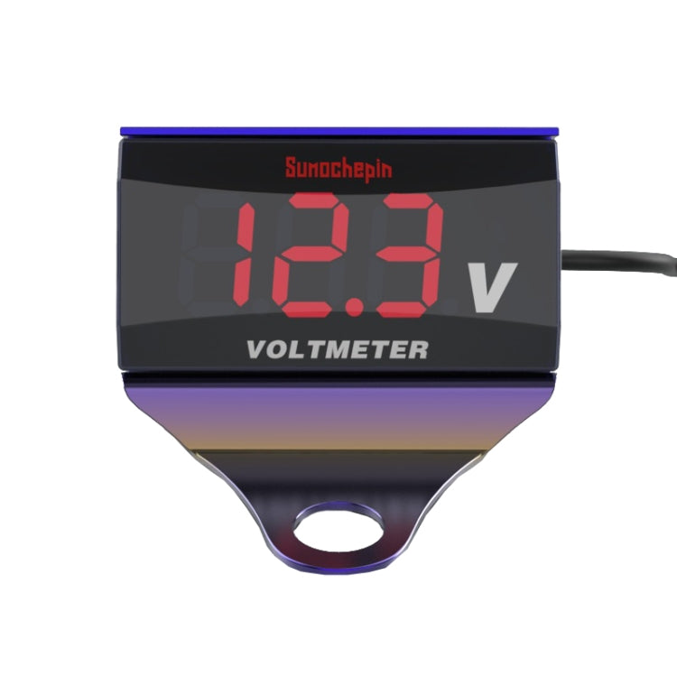 SUMOCHEPIN SMCP101 8-150V Motorcycle Modified Voltmeter LED Digital Display Electric Pressure Meter, White Bracket+Blue Voltmeter, Colorful Bracket+Red Voltmeter