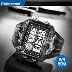 SYNOKE 6861 Outdoor Luminous Waterproof Multi-Function Square Large Screen Display Sports Electronic Watch, TBD0601628701E, TBD0601628701B, TBD0601628701C, TBD0601628701D, TBD0601628701A