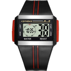 SYNOKE 9222 Men Large Screen Square Multi-Function Waterproof Luminous Electronic Watch, Red, Blue, Black
