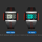 SYNOKE 9222 Men Large Screen Square Multi-Function Waterproof Luminous Electronic Watch, Red, Blue, Black