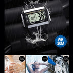 SYNOKE 9222 Men Large Screen Square Multi-Function Waterproof Luminous Electronic Watch, Red, Blue, Black