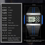 SYNOKE 9222 Men Large Screen Square Multi-Function Waterproof Luminous Electronic Watch, Red, Blue, Black