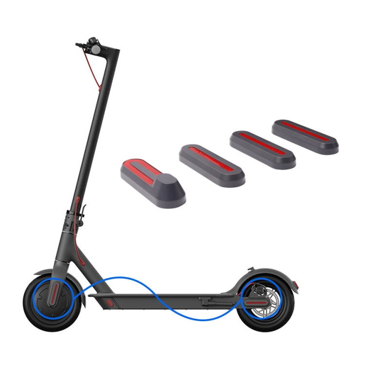 1 Set Electric Scooter Wheel Four-way Side Decorative Cover With Reflective Strips For Xiaomi Mijia 1S Pro, Black, White