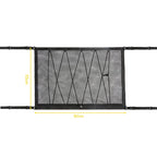 Car Ceiling Storage Net Bag Draw Rope Double-Layer Zipper Car Storage Net Pocket, 80x55cm