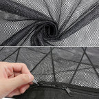 Car Ceiling Storage Net Bag Draw Rope Double-Layer Zipper Car Storage Net Pocket, 80x55cm