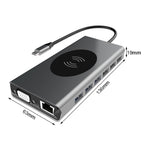 BX15W USB HUB Type-C Docking Station with Wireless Charge Function, BX15W
