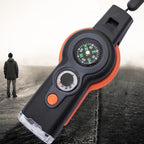 2 PCS 7 In 1 Multifunctional Field Survival Tool Compass Magnifying Glass Whistle, 7 In 1 Survival Tool
