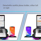 F12 6 Fans USB Semiconductor Computer Radiator Notebook Stand with Phone Holder, Blue Light, Blue Light + RGB Light
