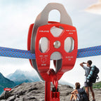 XINDA XD-8613 Outdoor Rock Climbing Jungle Rope Overhead Crossing Side Plate Double Pulley, Red, Black