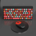 FV-W10  86-Keys 2.4G Wireless Keyboard and Mouse Set, Retro Lipstick, Pink Mixed, Green Mixed, Blue Mixed