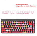 FV-W10  86-Keys 2.4G Wireless Keyboard and Mouse Set, Retro Lipstick, Pink Mixed, Green Mixed, Blue Mixed