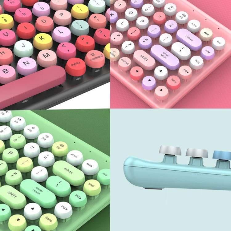FV-W10  86-Keys 2.4G Wireless Keyboard and Mouse Set, Retro Lipstick, Pink Mixed, Green Mixed, Blue Mixed