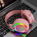 FOREV G99 USB RGBHead-Mounted Wired Headset With Microphone, Style:, Standard Version (Colorful Light Black ), Standard Version  (Colorful Light Pink ), 7.1 Channel  (Colorful Light Black)