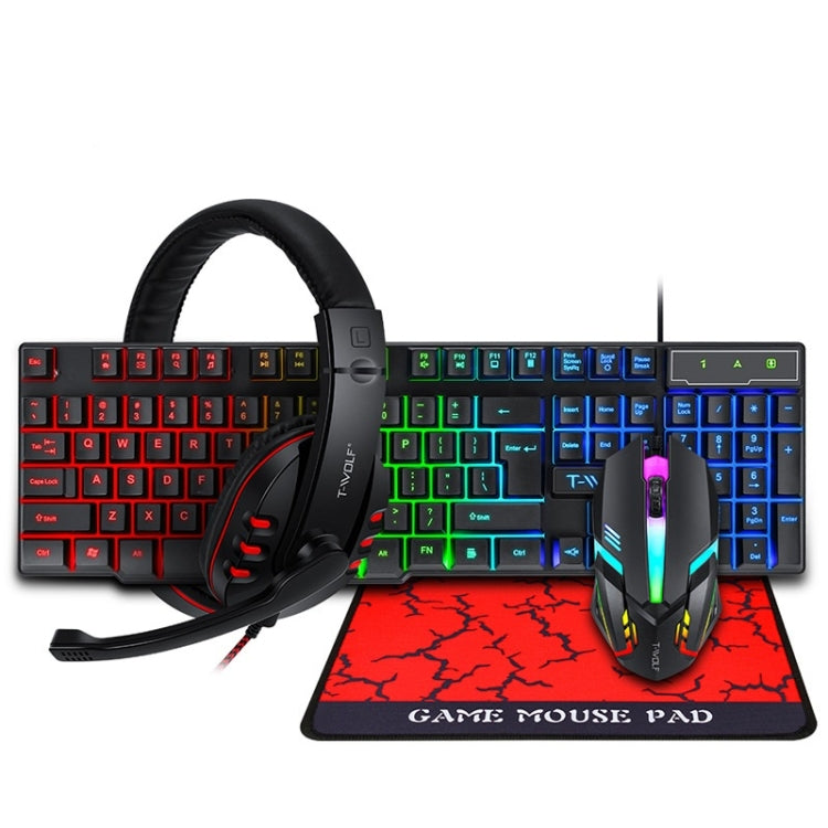 T-WOLF TF-800 4 in 1 Gaming Luminous Keyboard Mouse Headset Set