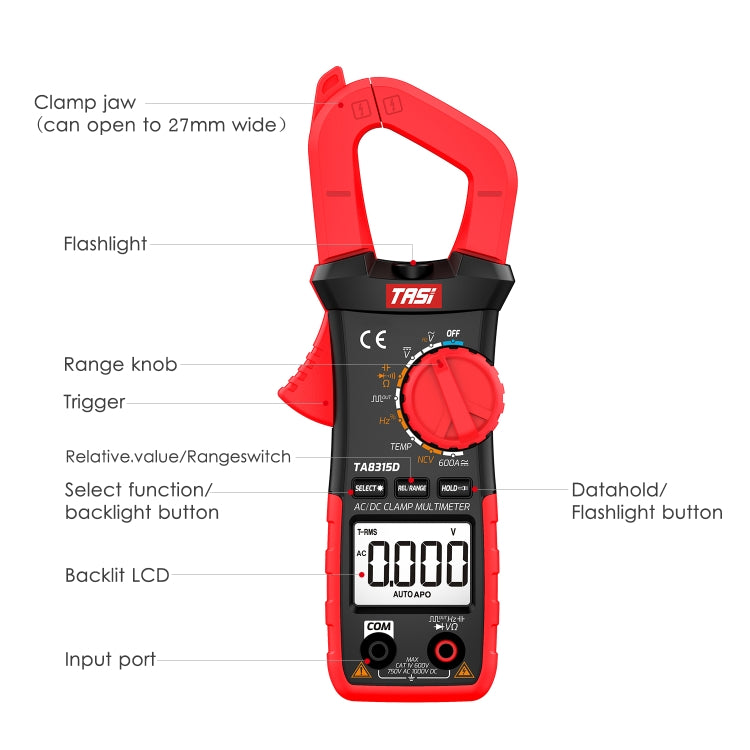 TASI TA8315D Pincers Meter High-Precision Digital Ammeter, TA8315D