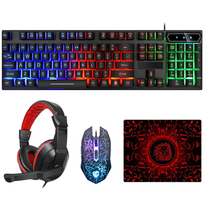 LD-126 4 in 1 Luminous Keyboard + Mouse + Earphone + Mouse Pad Set
